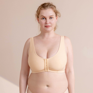 Vente en gros de soutien-gorge grande <span class=keywords><strong>taille</strong></span> sans fil post-chirurgie soutien-gorge en coton à bonnet souple avec prothèse poche poitrine - Product Image 3