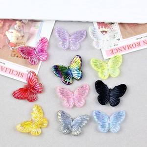 Holographic Electroplated Butterfly Acrylic Charms DIY Hair Clip Earring Pendant Phone Case Cream <b>Glue</b> Material Pack 12 Colors - Product Image 4
