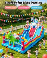 Château gonflable à thème licorne pour enfants avec deux toboggans pour la location commerciale