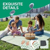 Tapis de pique-nique pliable imperméable à carreaux, couverture de plage épaisse pour le camping en plein air avec sangle de transport portable pour pique-nique