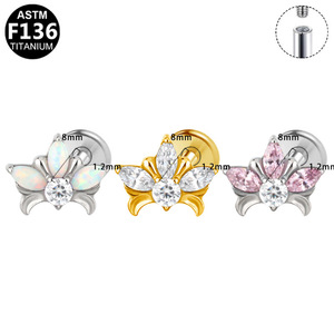 <b>Titanium</b> Alloy Heart Shape Ear Studs With Crystal Inlay For Ear Cartilage Piercing Gift Jewelry ASTM F136 - Product Image 5