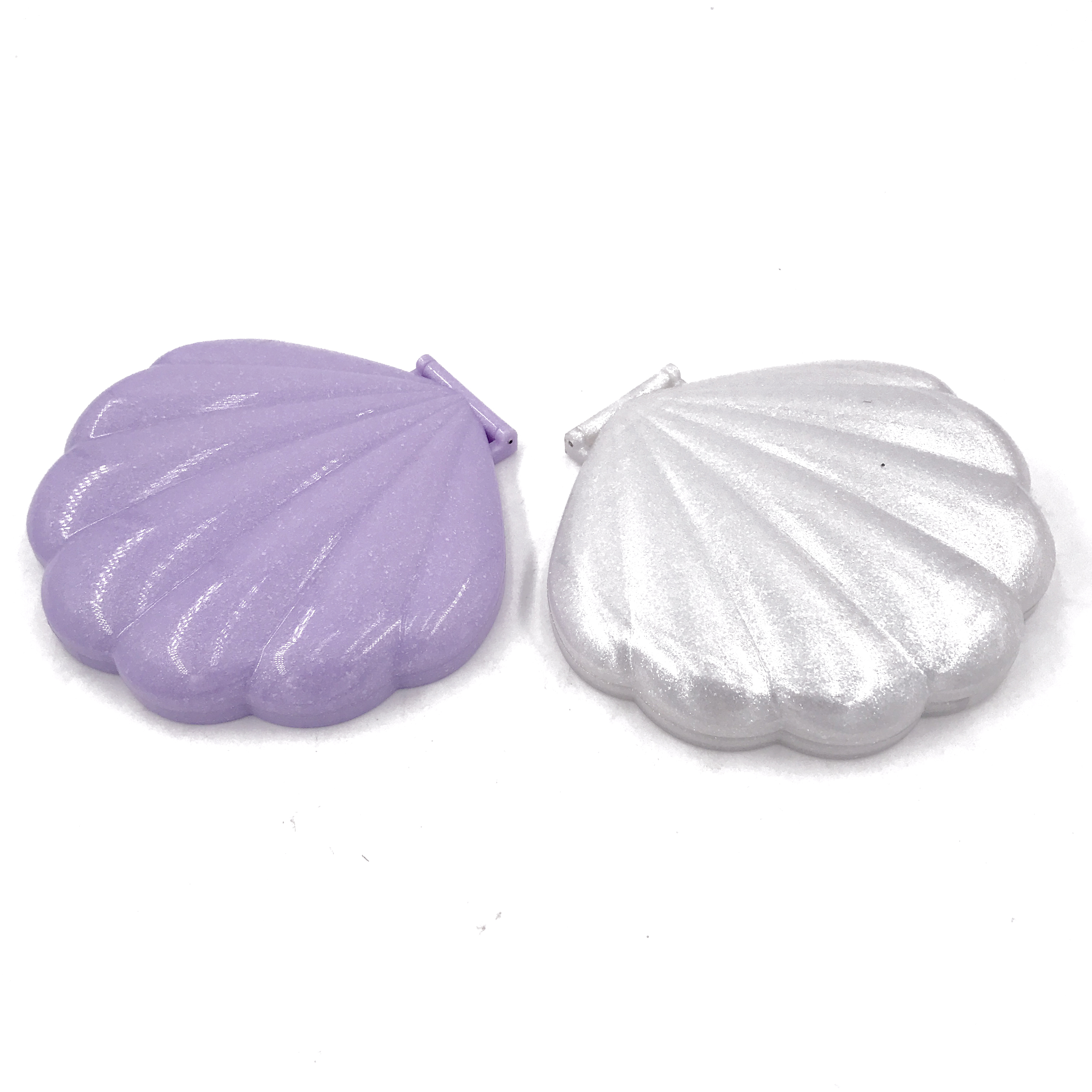 OEM ODM double face en forme de coquille en plastique de maquillage pliant poche miroir compact pour le voyage