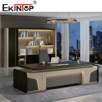 Bureau de Direction Moderne Ekintop en Bois, Design de Table de Bureau Exécutif, Bureau en L de Luxe pour Manager et PDG
