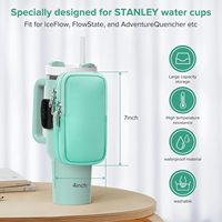 Sac de transport pour bouteille d'eau de sport à double couche pour gobelet Stanley de 40 oz avec poche pour téléphone, poche zippée, sangle réglable