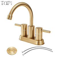 Robinet mitigeur de lavabo 3 trous en acier inoxydable SUS304 OEM, 1,2 GPM, pour projets hôteliers, vente en gros