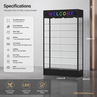 Vitrine d'exposition en verre LED en gros, cadre en aluminium, 7 niveaux, vitrine en verre trempé, écran LED personnalisé pour magasin de détail
