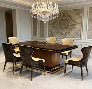 <strong>Luxury</strong> Brown Lacquer Pattern Antique <strong>Dining</strong> Table Modern <strong>Luxury</strong> Villa <strong>Dining</strong> Room Furniture <strong>Set</strong> with <strong>6</strong> 8 10 12 <strong>Dining</strong> <strong>Chairs</strong> - Product Image 5