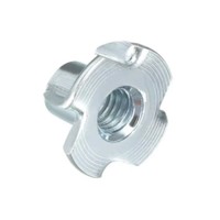 Tuerca en T DIN1624 de 4 Puntas M4 M6, Tuerca de Inserción de Cuatro Garras de Acero Galvanizado con Recubrimiento de Zinc, Clase 4.8, para Muebles y Carpintería