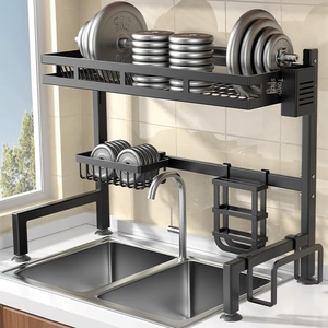 ชั้นวางจานสแตนเลส2ชั้นสำหรับคว่ำอ่างล้างจานชั้นคว่ำจานสำหรับวางบนอ่างล้างจานใหม่ - Product Image 5