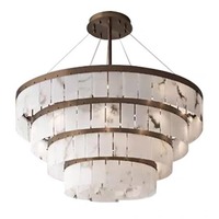 Lustre de plafond moderne personnalisé en albâtre, avec structure en laiton massif, luminaire pour villa, restaurant et bar