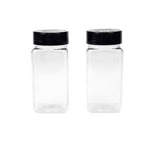 Clear Pet <strong>Plastic</strong> Square Spice Jars 250Ml Seasoning Blend <strong>Bottle</strong> With Seal Liner Slip Inside Condiment - Product Image 2
