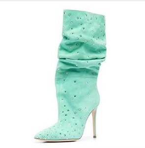 Botines Altos de Moda Occidental para Mujer, de Ante y Cuero, con Tachuelas, Estilo Slip-On, con Plataforma, para Verano, Otoño e Invierno, Altura Media - Product Image 5