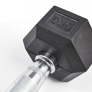 Haltérophilie de couleur noire en <span class=keywords><strong>fonte</strong></span> fixe enduit de caoutchouc exercices de gymnastique haltère hexagonal - Product Image 6