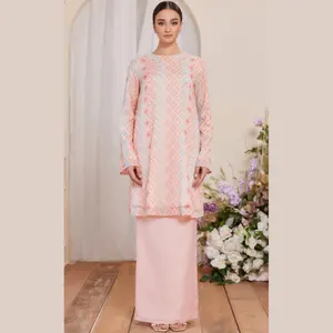 SIPO 2023 Top Selling Custom Muslimah Baju Kurung Lace Bordados Kebaya Baju Kurung Moderno Mulheres Malásia