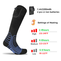 Chaussettes chauffantes en gros pour l'hiver, le ski en extérieur, thermiques, 7,4 V, électriques, rechargeables, à batterie