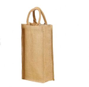 Sacs fourre-tout en jute personnalisés en gros pour bouteilles, sacs de transport pour vin - Product Image 2