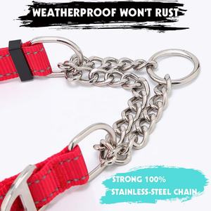 ट्रेनर को मंजूरी दी सीमित पर्ची कॉलर भारी शुल्क Martingale कुत्ते कॉलर के साथ स्टेनलेस स्टील श्रृंखला - Product Image 2