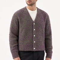Unisex Oversize Flauschiger Strick-V-Ausschnitt Knopf-Cardigan Pullover mit Eigenem Logo OEM ODM Streetwear Langarm-Cardigan Top