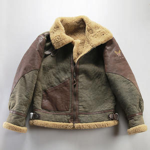 Veste en cuir véritable en peau de mouton pour homme, style vintage, combinaison fourrure et cuir - Product Image 6