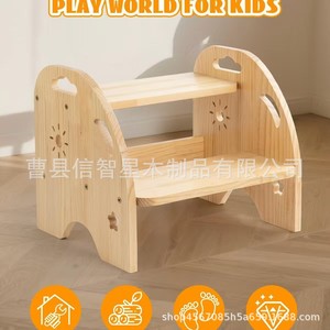 เก้าอี้สตูลไม้สำหรับเด็ก 2 ชั้น ปลอดภัย กันลื่น สำหรับเด็กอายุ 2 4 ปี - Product Image 4