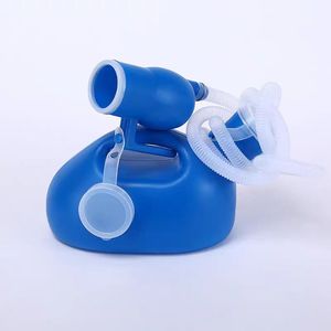Urinario para hombres mayores, tipo de pie, con orificio grande y tapa de tubo, material plástico azul real - Product Image 1