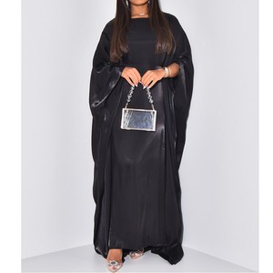 เดรสลำลองผ้าซาตินแขนค้างคาวทรงสวิงสำหรับผู้หญิง แฟชั่นเดรสหลวมๆ - Product Image 2