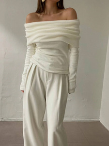 Maglione da Donna Sexy Lavorato a Maglia a Maniche Lunghe con Spalle Scoperte, Pullover Sottile Vestibilità Aderente per Autunno e Inverno - Product Image 4