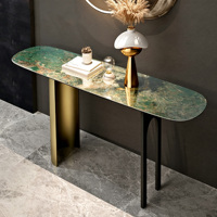 Table console asymétrique de luxe à deux pieds, table d'appoint moderne pour entrée, couloir, villa, salon, intérieur, entrée de maison