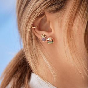 创意镀金钻石耳钉不对称早餐食品和鸡尾酒设计可爱度假配件个性 - Product Image 3