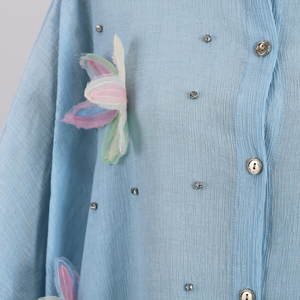 Costume deux pièces en viscose plissé pour femmes, couleur unie, <span class=keywords><strong>tenue</strong></span> <span class=keywords><strong>de</strong></span> bureau, adapté aux femmes musulmanes ordinaires, costume à boutons avec pantalon - Product Image 6