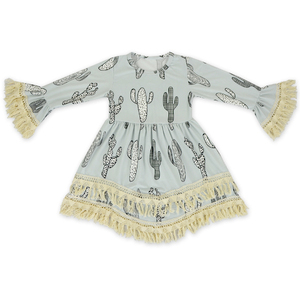 Robe en dentelle pour bébé fille, vêtements décontractés pour nouveau-né, personnalisation par impression numérique, manches bouffantes, décoration à pompons - Product Image 2