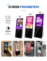 Pantalla Digital Portátil VETO, Tipo A-Frame, 32, 43, 49, 55 Pulgadas, FHD, para Publicidad en Cafés, Menús, Tiendas, Eventos y Promociones