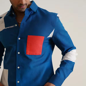 Camisa Informal para Hombre Indigo Strokes, 100% Algodón, Transpirable, de Secado Rápido, Cuello con Botones, Antiarrugas, Manga Larga, para Uso Laboral en Verano - Product Image 1