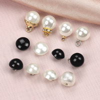 100pcs Per Bag Kancing Mutiara ABS Putih Hitam Model Fancy Setengah Bulat Gaya Jamur dengan Lapisan untuk Pakaian, Produk Terlaris