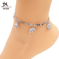 S0389 bracelet de cheville de haute qualité argent Zircon éléphant cheville couleur argent femmes prix de cheville d'été
