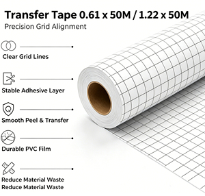 Film de transfert vinyle transparent à adhésif équilibré pour guide d'alignement, ruban de transfert ligne rouge, pour <span class=keywords><strong>Cricut</strong></span> <span class=keywords><strong>Joy</strong></span>, gobelets et applications extérieures, vente en gros - Product Image 2