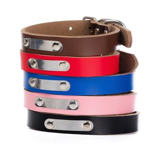 Collar de piel holesale para perro, etiqueta gruesa para grabar - Product Image 1