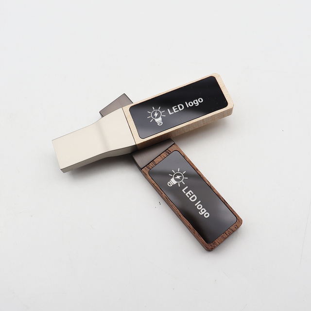 New Model USB Flash Drive Light up Logo Thumb Drive Pendrive 1GB 2GB 4GB 8GB 16GB 32GB 64GB 128GB Wooden USB Flash Drive