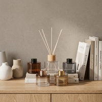 Diffuseur de parfum personnalisé avec logo, fleurs séchées et bâtonnets en rotin, coffret cadeau, décoration ronde pour la maison et le bureau