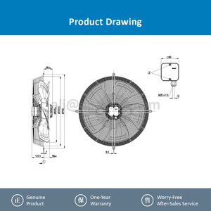 พัดลมแกน ebmpapst รุ่น S6E630-AN01-01 ขนาด 630 มม. กำลังไฟ 600 วัตต์ แรงดันไฟฟ้า 230 โวลต์ AC พัดลมไฟฟ้า พัดลมปรับอากาศ พัดลมระบายความร้อนแบบแกน - Product Image 4