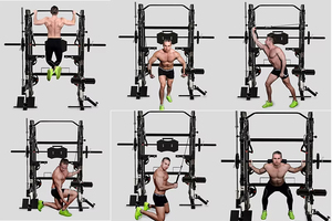 ชุดอุปกรณ์ออกกำลังกายแบบครบวงจร ประกอบด้วย แร็คสควอท บาร์ดึงข้อแบบ Bird Pull-Up โครงเหล็กแบบ Gantry เครื่องฝึกแบบมัลติฟังก์ชั่นเชิงพาณิชย์ และเครื่องสมิธแมชชีน พร้อมกองน้ำหนัก 60 กก. และ 80 กก. - Product Image 5