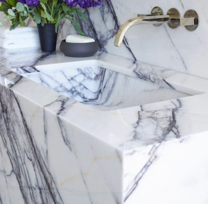 Natura Milas Carreaux de marbre lilas Lavabos de salle de bains Lavabo à main <span class=keywords><strong>suspendu</strong></span> au mur pour salle de bains - Product Image 5