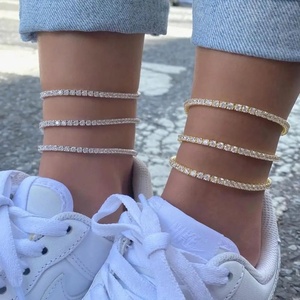 <span class=keywords><strong>Tobillera</strong></span> Delgada con Circonitas Brillantes Estilo Punk para Mujer, Plateada, Ajustable, Antideslustre, Regalo, Joyería de Moda para Uso Diario/Urbano - Product Image 3