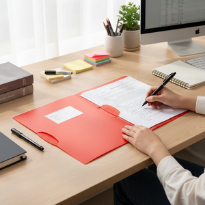 アソートカラー プラスチックファイルフォルダ - A4/レターサイズ、ネームタグポケット付き |   丈夫なスナップ留め式ドキュメントオーガナイザー - Product Image 2