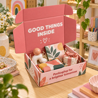 Boîte d'expédition pliable imprimée en gros, colorée, recyclable, emballée à plat, facile à assembler, pour cadeaux faits main