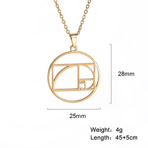 Collares de Acero Inoxidable con el Cubo de Metatrón, Espiral de <span class=keywords><strong>Fibonacci</strong></span>, Círculo, Triángulo, Proporción Áurea, Geometría, Joyería - Product Image 6