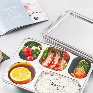 Assiette Durable Pour Camping En Plein Air Salle À Manger Pique-Nique Barbecue École Rectangulaire Divisé Plateau 304 Assiette En Acier Inoxydable - Product Image 6