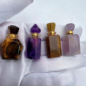 Bouteilles d'huiles essentielles en pierres précieuses mélangées à prix de gros, flacons de parfum en cristal, pendentifs pour colliers, idéaux pour les cadeaux - Product Image 3