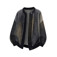 Cardigan Homme Rayé à Double Boutonnage Style Rétro Décontracté Confortable Printemps/Automne pour l'Extérieur