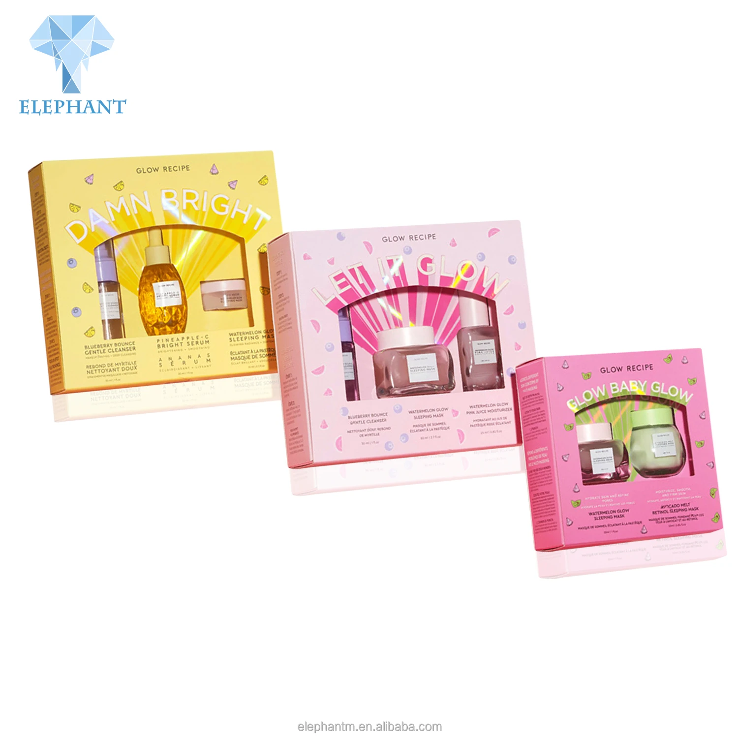 Custom Skin Care Set Packaging With Logo Luxury Cosmetic Packaging Texture Paper Window Box